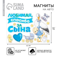 A set of magnets on the car “Thank you for the son”, for discharge, 42 cm x 29.7 cm