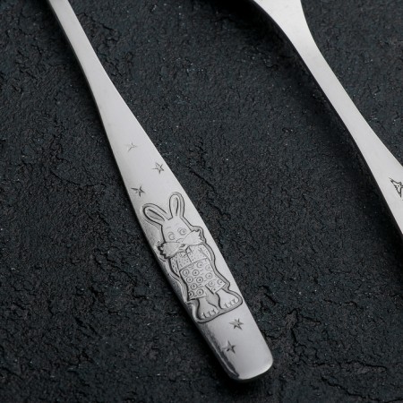 Baby dining room "Antoshka", length 175 mm, thickness 2 mm, silver color-1