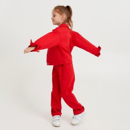 Jacket for Minaku girl: Casual Collection Kids, red color, height 128 cm-3