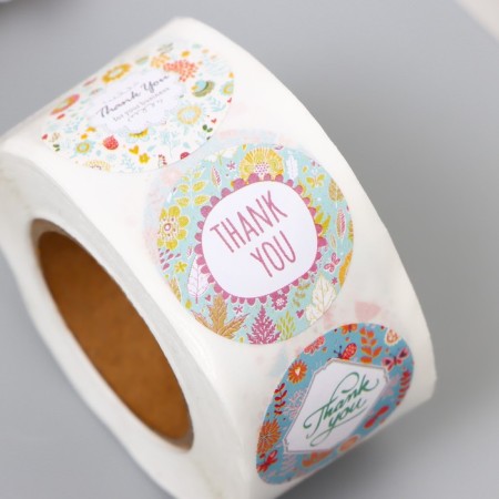 Stick Paper "thank" d = 2.5 cm 500 pcs in the roll 3x6x6cm-2