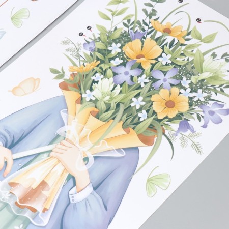 Sticking plastic interior color "Girl with field flowers" set 2 sheets 30x85 cm-2