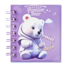 Notebook Gift Book on the crest 80l, line, color block, PVC cover 3D Bear (10x10.5cm) 10539