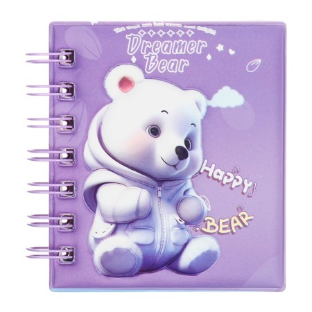 Notebook Gift Book on the crest 80l, line, color block, PVC cover 3D Bear (10x10.5cm) 10539