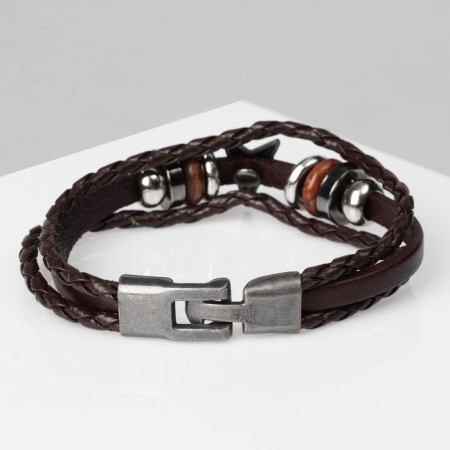 Bracelet Unisex "Style" star, brown color with black silver, 21.5 cm-3