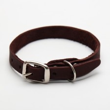 Single-layer leather collar, 30 x 1 cm, Osh 19-27 cm, brown