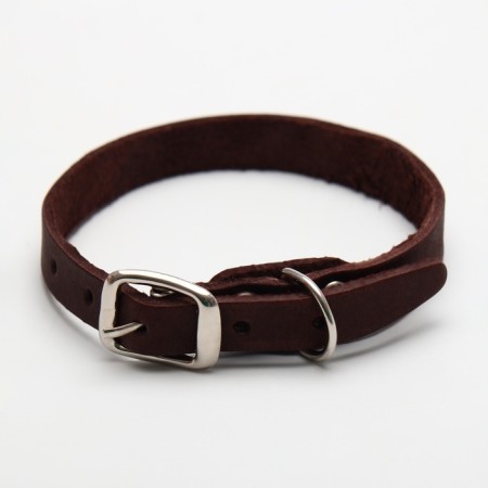Single-layer leather collar, 30 x 1 cm, Osh 19-27 cm, brown