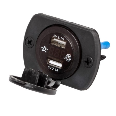 USB ROSET Car AIRLINE, moisture -proof, with 2 ports and voltmeter, 5V, 2.1A + 2.1a 98281-4