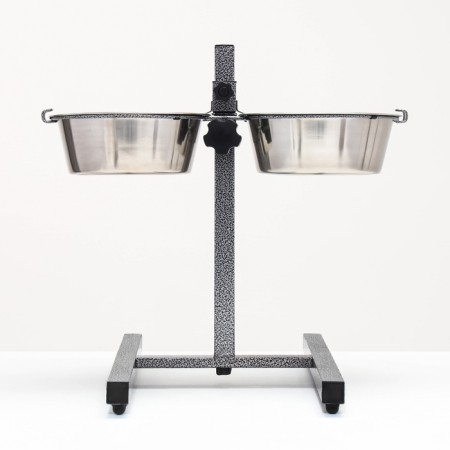 Adjustable stand with 2 bowls of 1.8 liters, height stands 40 cm-1
