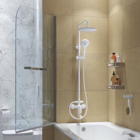 Shower system IDDIS RAY RAYWT3FI06, tropical shower, shower, brass, white-1