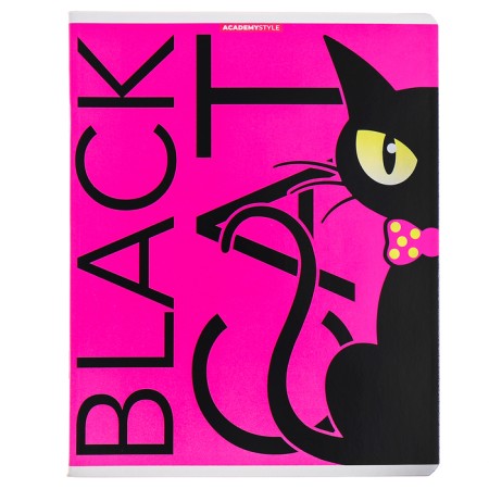 Notebook of 48 sheets in the Black Cat cage, covered cardboard, fluorescent paints, mix-2