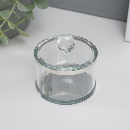 Casket glass with a metal rim "silver" 7x6.5x6.5 cm-1