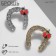 Brooch "Horseshoe" for good luck with God's cow, color mix