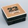 The box is folding, the lid is, “to the best man”, 10 x 10 x 5 cm without a window