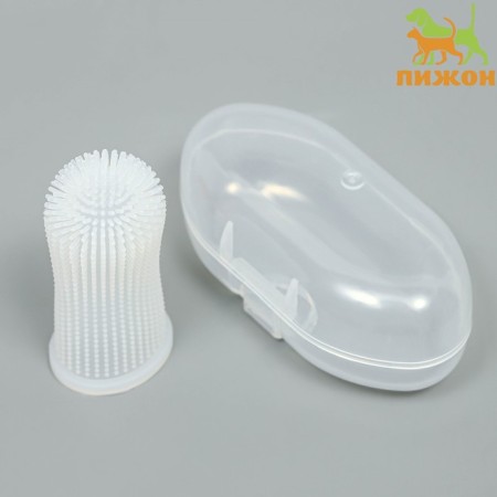 Brush for brushing animal teeth, 5.5 x 2.5 cm, white, container 7 x 4 cm