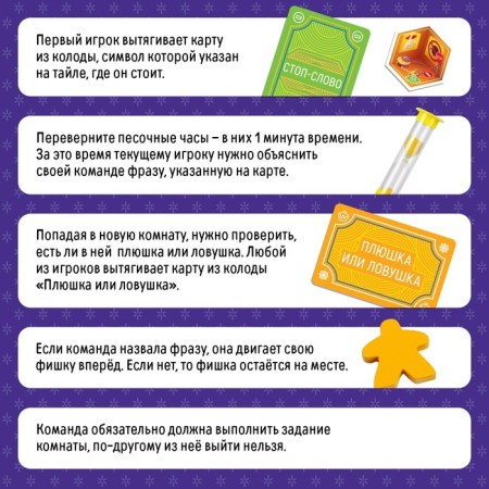 A board game to explain the words "Party Quest. Lepi, call associations, say ", 14+-4
