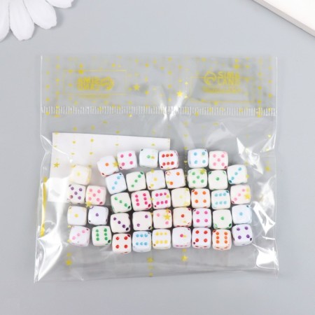 Beads for creativity Plastic "White Playing Cube" Color Points set 20g 0.8x0.8x0.8 cm 78118-2
