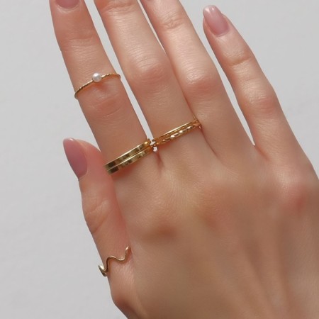 Ring set 5 pieces "perfect fingers" weaving, white color in gold-2