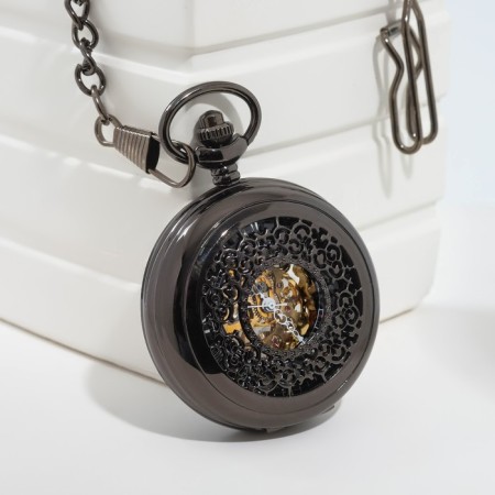 Pocket mechanical “Skeleton” clock, on a chain, d dial-4.5 cm