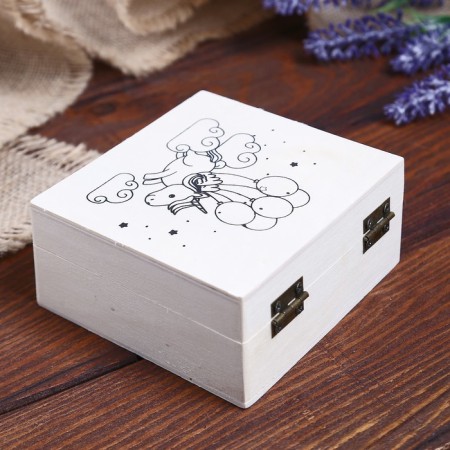 Casket Wood for painting "Unicorn among clouds" 5x10x10 cm-4