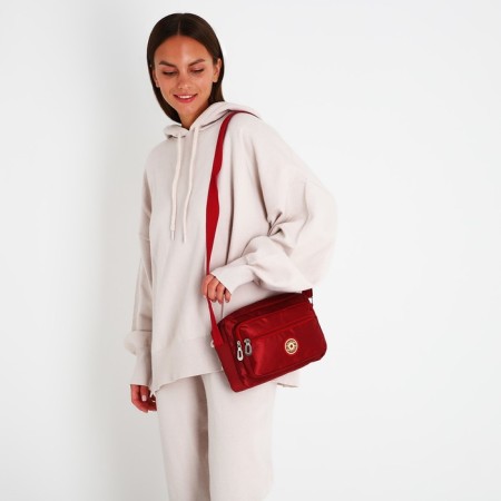 Bag Cross-Bodi with a zipper, red color-5