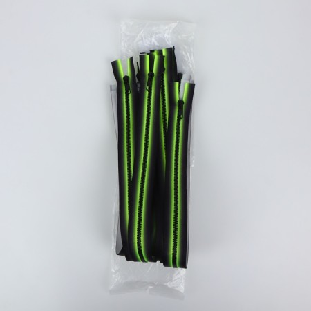 Lightning "Tractor", No. 5, detachable, automatic lock, 60 cm, green/black color-3