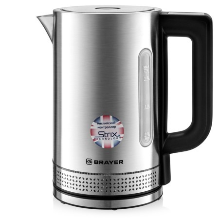 Electric kettle Brayer BR1060, Metal, 1.7 L, 2200 W, Auto COURT, Silver