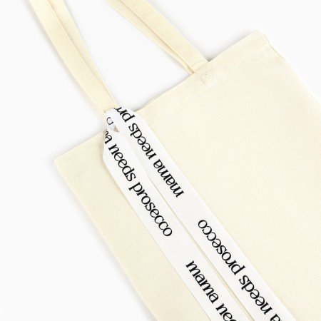 Shopper with Prosecco tape, 35x0.5x40 cm, beige color-4