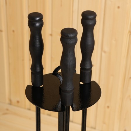 Kaminin set (scoop, poker, brush) wooden pens color black 730*200*200-1