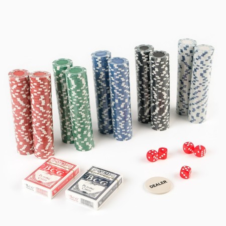 Poker in a metal case (2 decks, chips 500 pcs b/nomomin., 5 cubes), 20.5 x 56 cm-1
