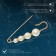 Pin "Quartet", 7.5 cm, white color in gold