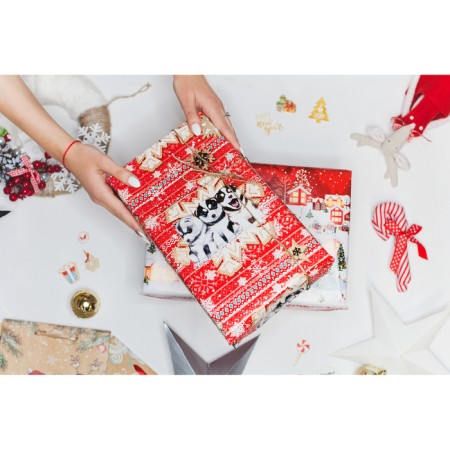 Glossy packaging paper “And in the city of winter”, 70 x 100 cm, New Year-2