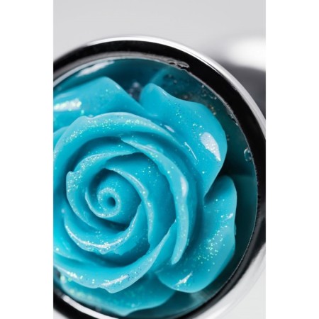 Anal plug Metal by Toyfa, metal, silver with blue rose, d = 27 mm, 8 cm, 48 g 104480-8