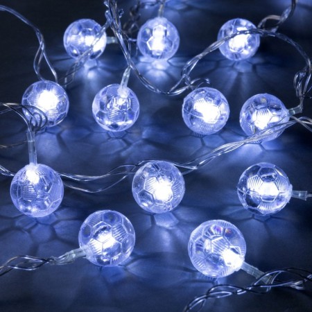 Garland “thread” 5 m with nozzles “soccer ball”, ip20, transparent thread, 20 LED, white glow, 8 modes, 220 V