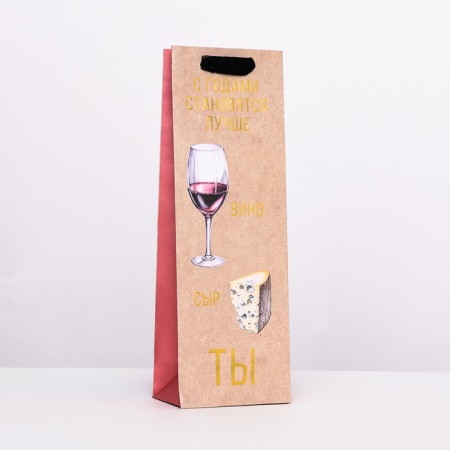 Craft package for a bottle "over the years become better" 12 x 36 x 8.5 cm