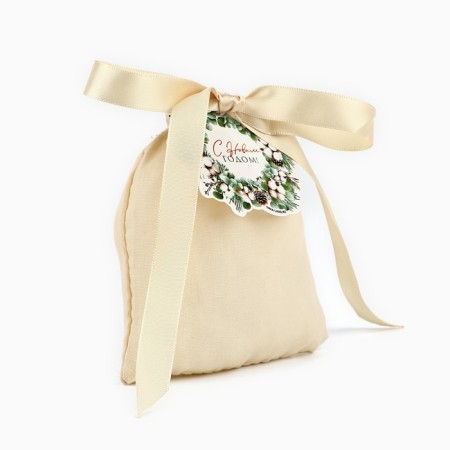 Cotton bag "Happy New Year", 10 x 12 cm, new year-1