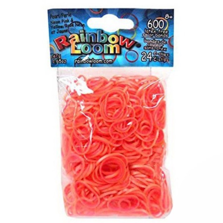 Rainbow loom bracelet rubber bands, pearl collection, yellow-pink