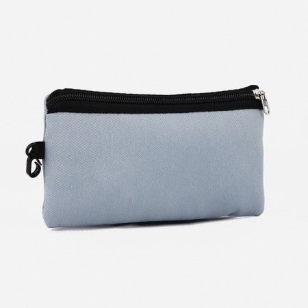 A backpack with a zipper, 3 outer pockets, wallet, gray color-7