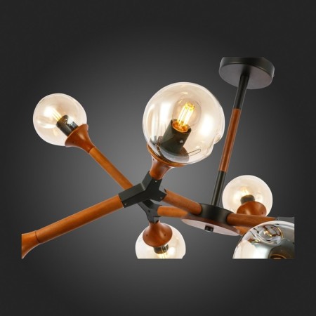 Ceiling EVOLUCE lamp. Sle109402-08. Raquel. 8x60 watts, E27, 102x102x48 cm, black color, dark tree-4