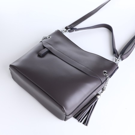 Luggage bag on lightning, 2 outer pockets, long belt, gray color-5