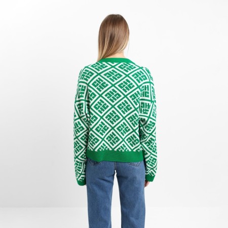 Cardigan female, dark green color, one size (42-46)-6
