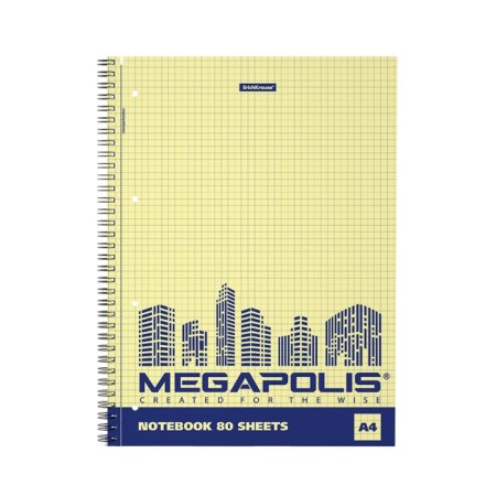 A4 notebook, 80 sheets in a cage on a spiral Erichkrause "Megapolis Yellow Concept", cover coated cardboard, yellow internal unit