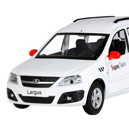 Metal machine "Lada Largus Yandex Taxi" 1:24, doors, hood, voiced, white color open-3