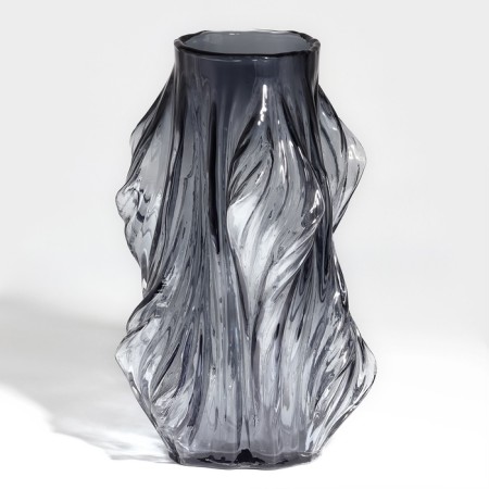 Vase for Flowers "Lucia" from transparent black glass 26.5 x 8 x 8 cm-1