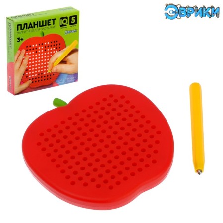 Magnetic tablet "Apple", small, 142 holes, red color