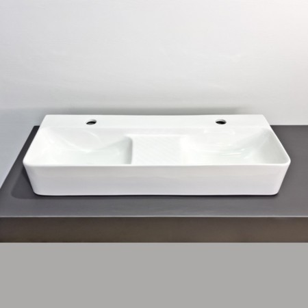 Slide -suspended Comforty 78694, rectangular, two bowls, white color-1