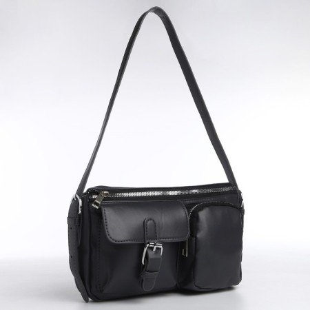 Female bag with pockets of leatherette, graphite color-4
