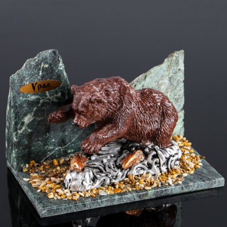 Souvenir "Bear on fishing", 10x15x10 cm, coil, gypsum, minerals