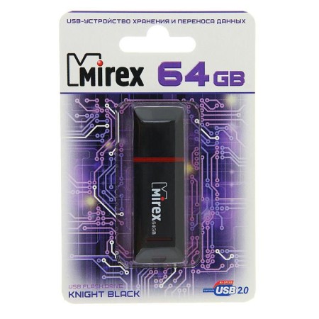 Flashka Mirex Knight Black, 64 GB, USB2.0, Thu up to 25 MB/s, PLO up to 15 MB/s, black-1