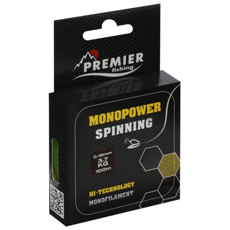Premier Fishing Monopower Spinning Lines, diameter 0.18 mm, test 3.7 kg, 100 m, fluorescent yellow-1
