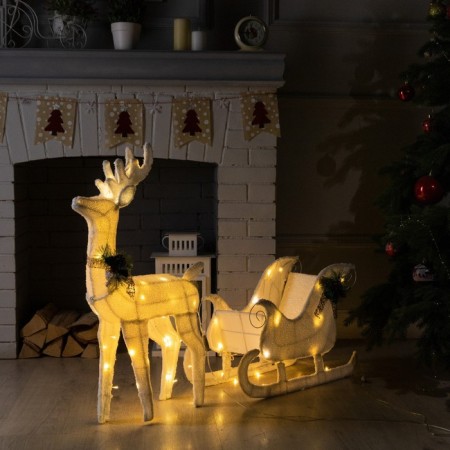 LED figure "Deer", 56 × 76 × 15 cm, textiles, metal, 220 V, glow warm white, no sledges-7